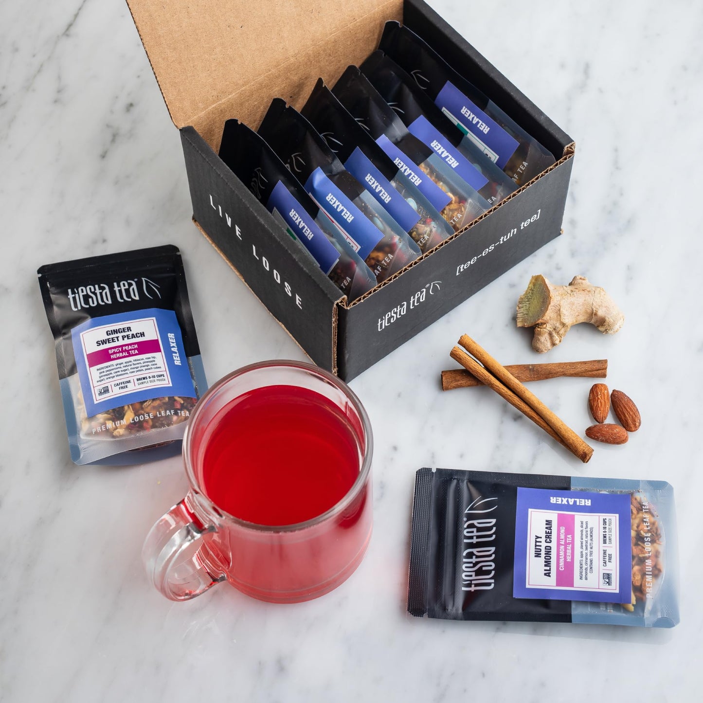Tiesta Tea - 8 Herbal & Rooibos Sampler Dry Flight Set, Loose Leaf, No Caffeine, Makes Hot and Iced, Assorted Tea Sets with Herbal, Chai, Fruit Blends & More, 8 Resealable Sample Pouches