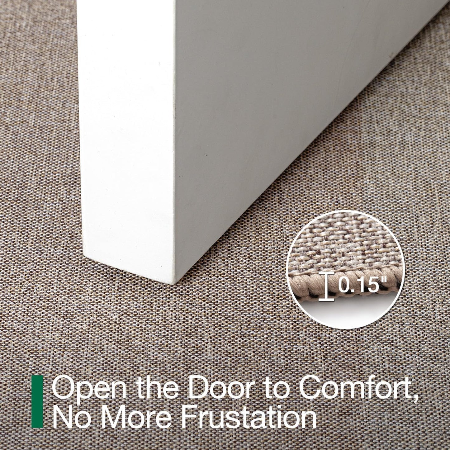 LUMI Ultra Thin Indoor Door Mat - 24"x36" Low Profile Non-Slip Rubber Backing | Easy-Clean Khaki Welcome Mat