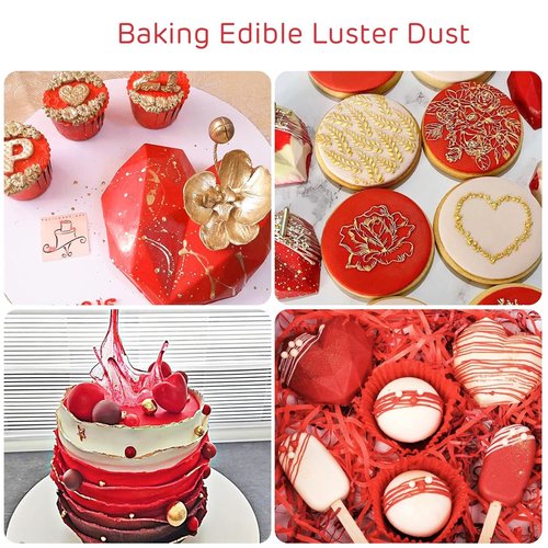 Cherrysea Red Edible Luster Dust - 10 Grams Food Grade Cake Decoration Powder for Baking & Desserts