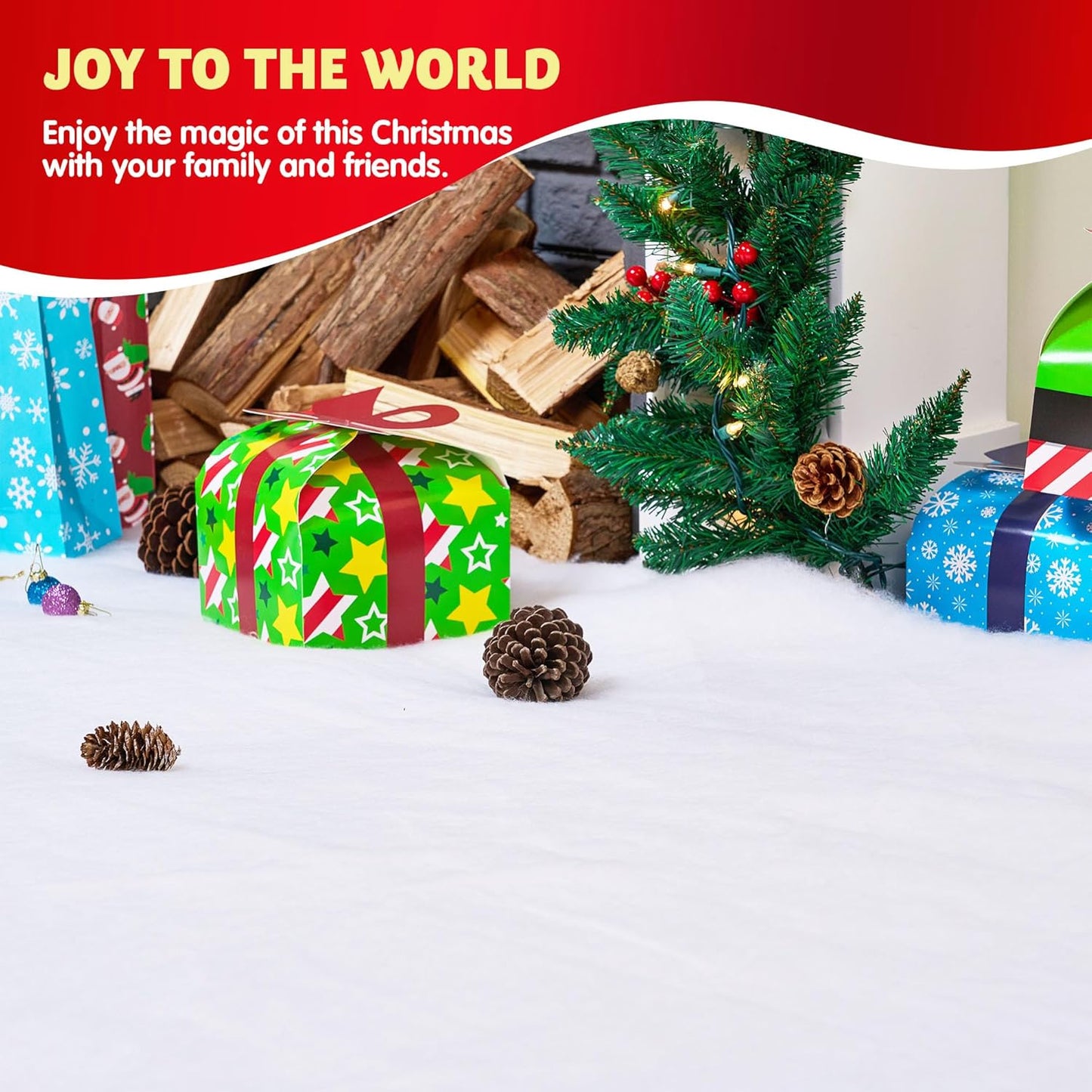 JOYIN Christmas Snow Blanket Roll - Thick White Soft Fake Snow Cover for Holiday Decor | 15In x 10Ft, 2PCS