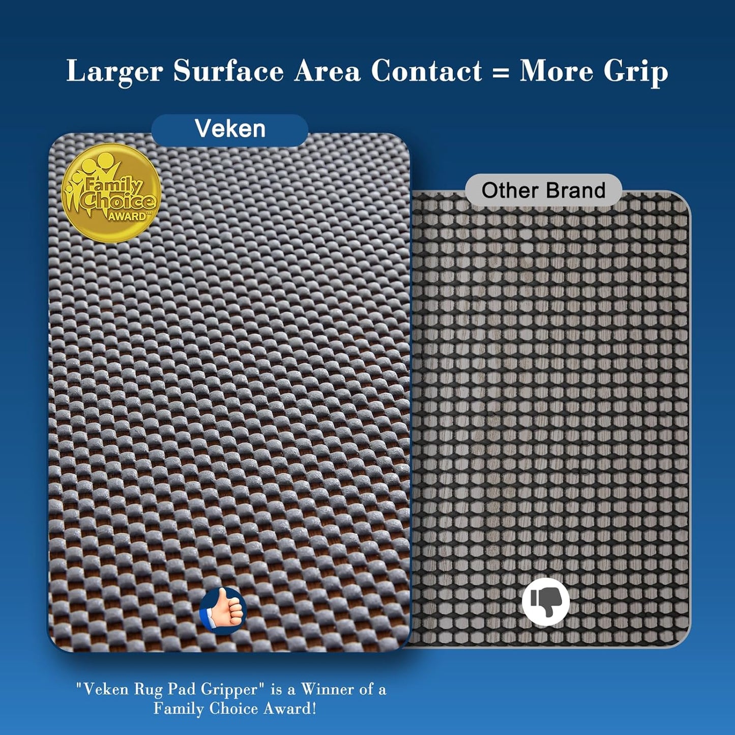 Veken Rug Pad Gripper - Non-Slip Dark Grey 8x10 Ft for Hardwood & Tile Floors | Thick Anti-Skid Mat