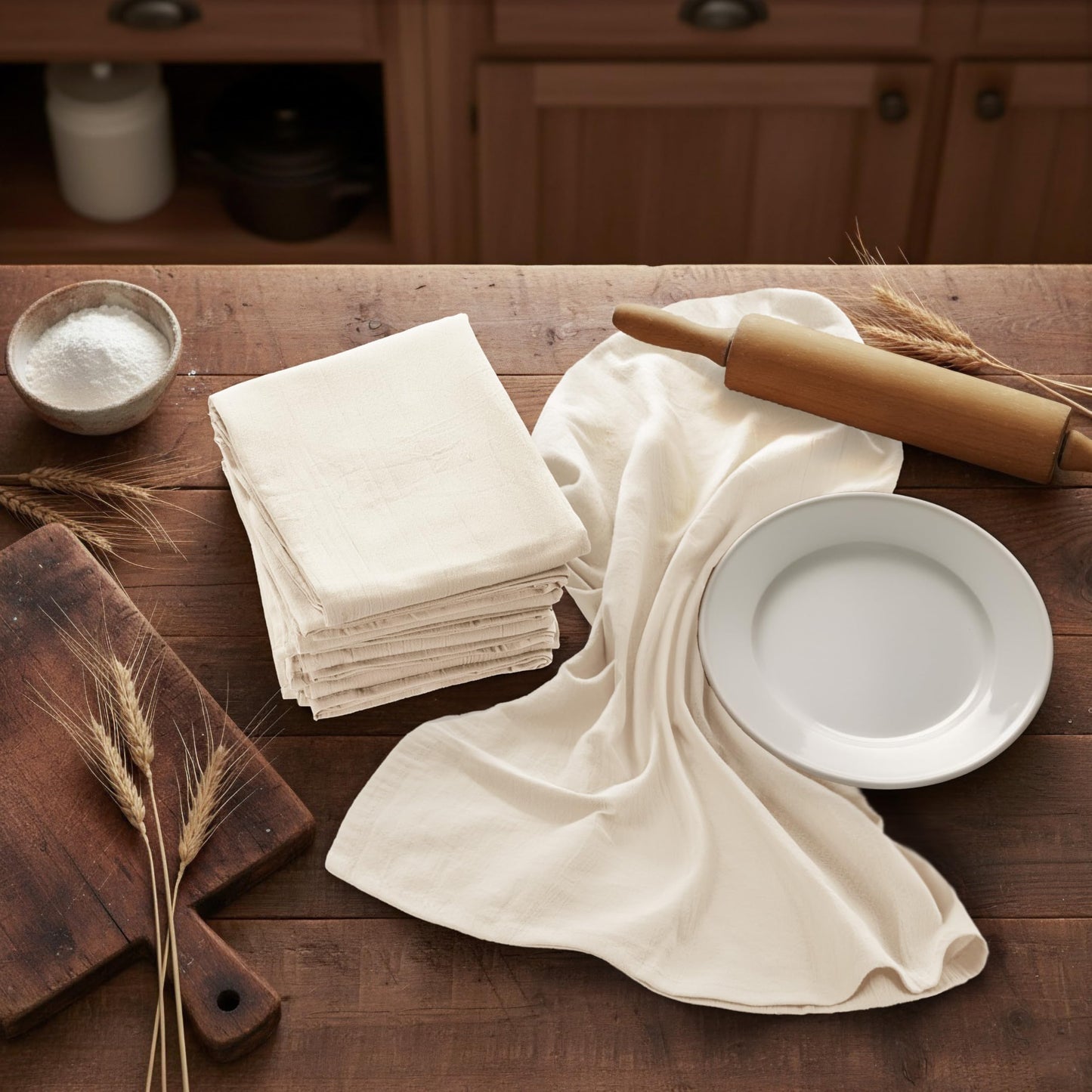 Utopia Kitchen Natural Flour Sack Towels [6 Pack - 28 x 28 Inch] 100% Cotton Tea Towels for Cleaning & Drying - Highly Absorbent Kitchen Dish Cloth