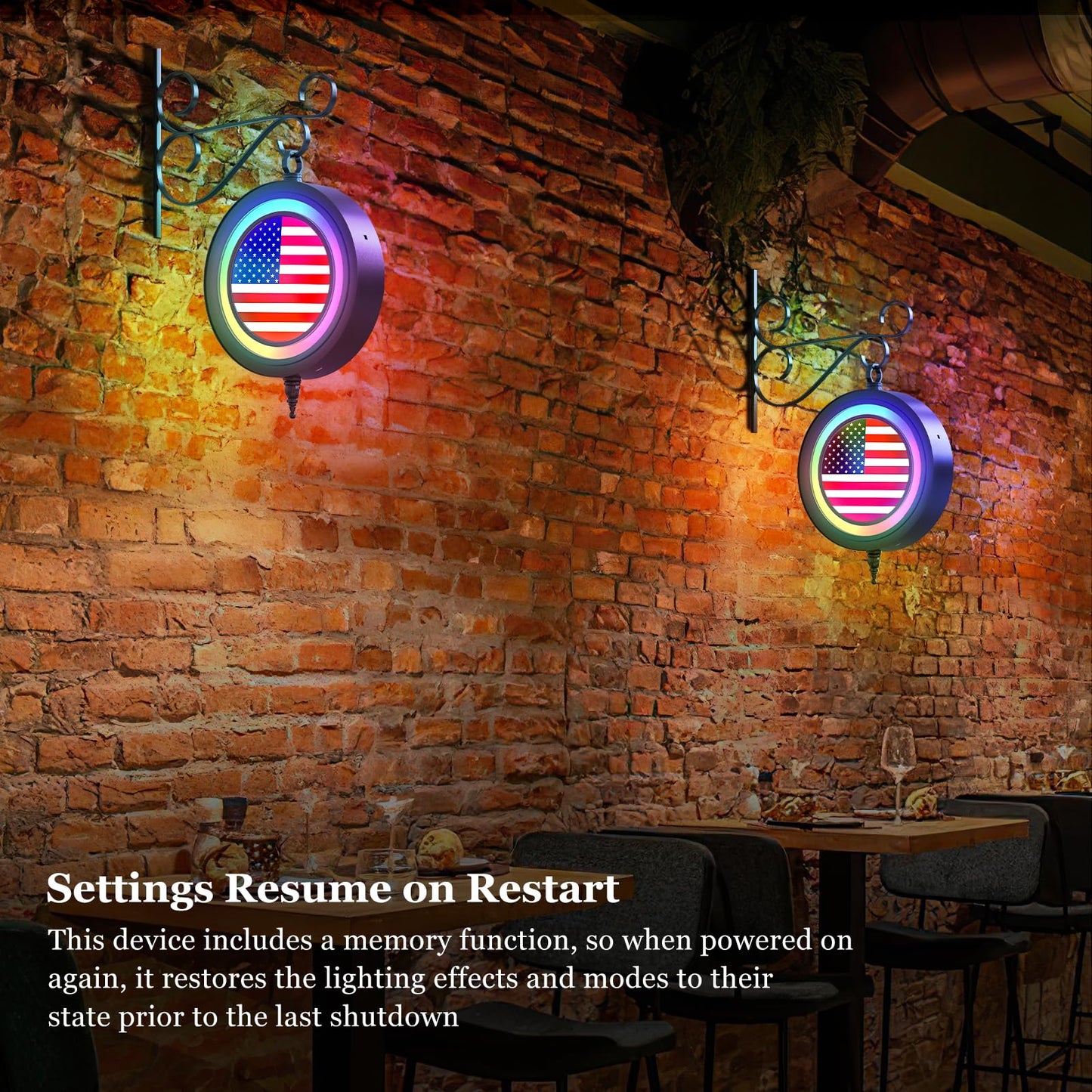 Lotalot LED Wall Light for Bedroom, Living Room, Hallway, American Flag Lights Rechargeable Wall Lights, Easy Installation, Halloween & Christmas Decor