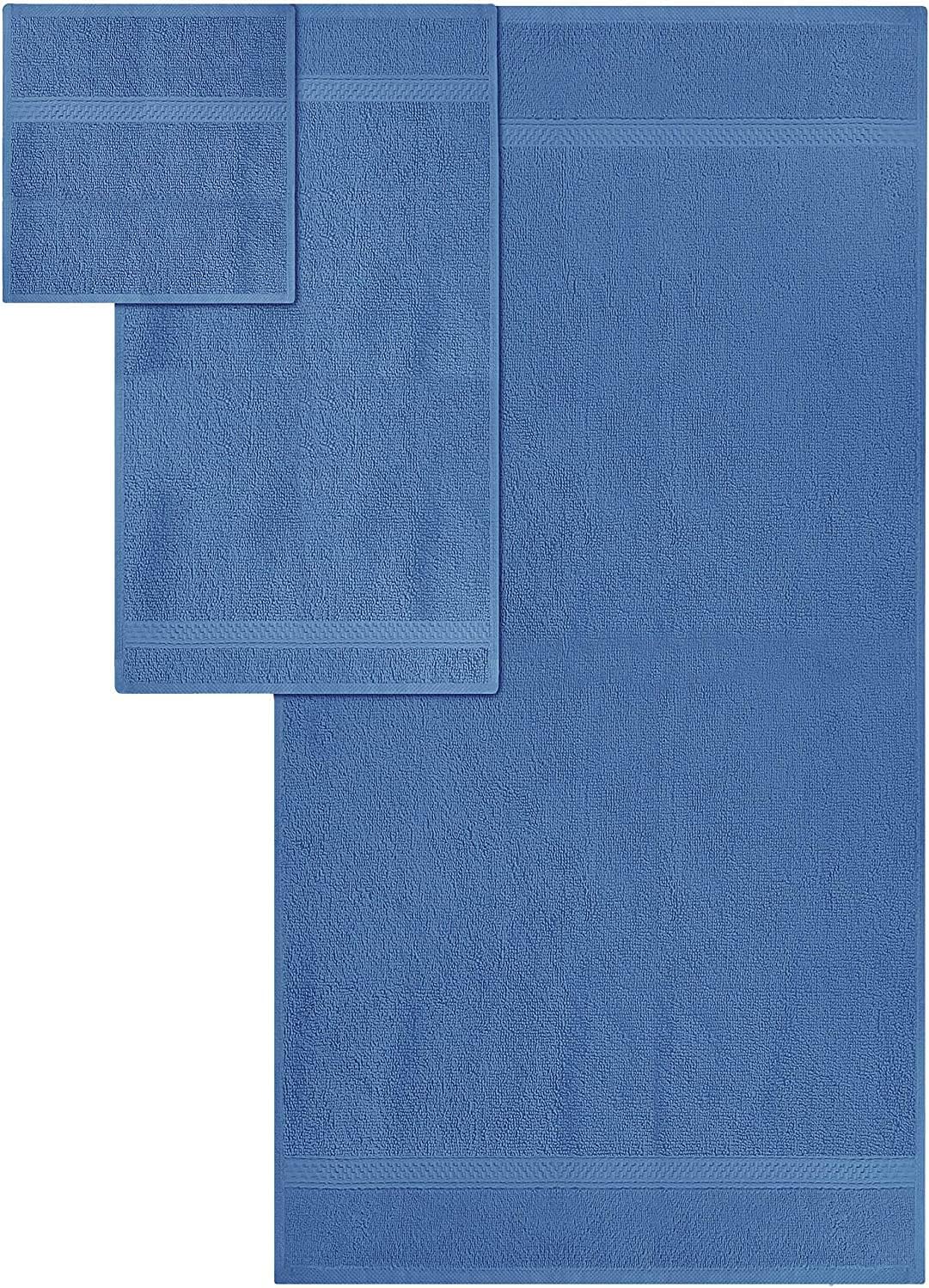 SIMPLI-MAGIC Bath Towels Set - 10-Piece Highly Absorbent Ring Spun Cotton Towels | Blue Color