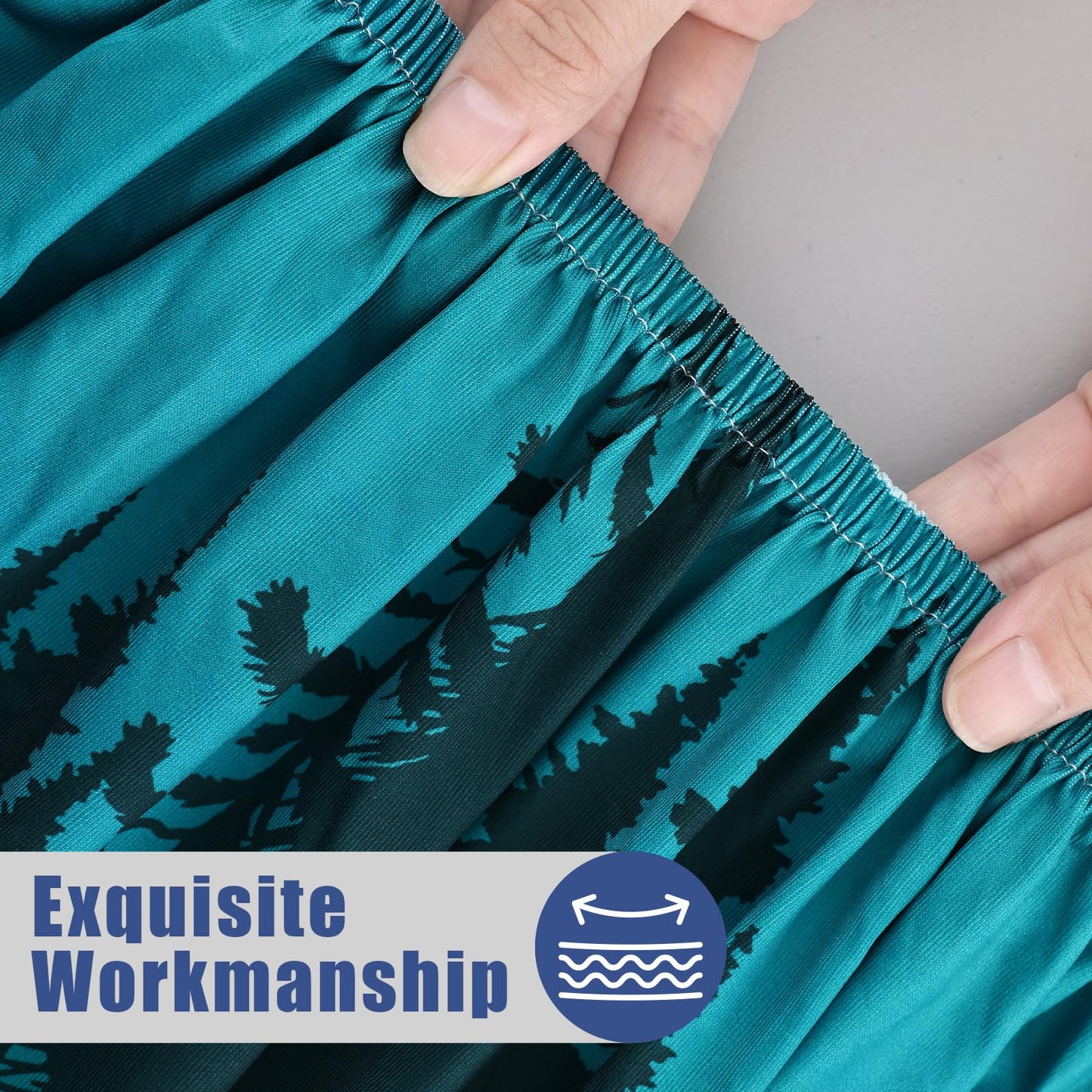 Moosfor Rectangle Fitted Table Cloth, Waterproof Spandex Elastic Tablecloths, Fits for 6 Foot Folding Tables, Stretch Washable Table Cover for Picnic, Camping, Outdoor (Forest, 30"x72")