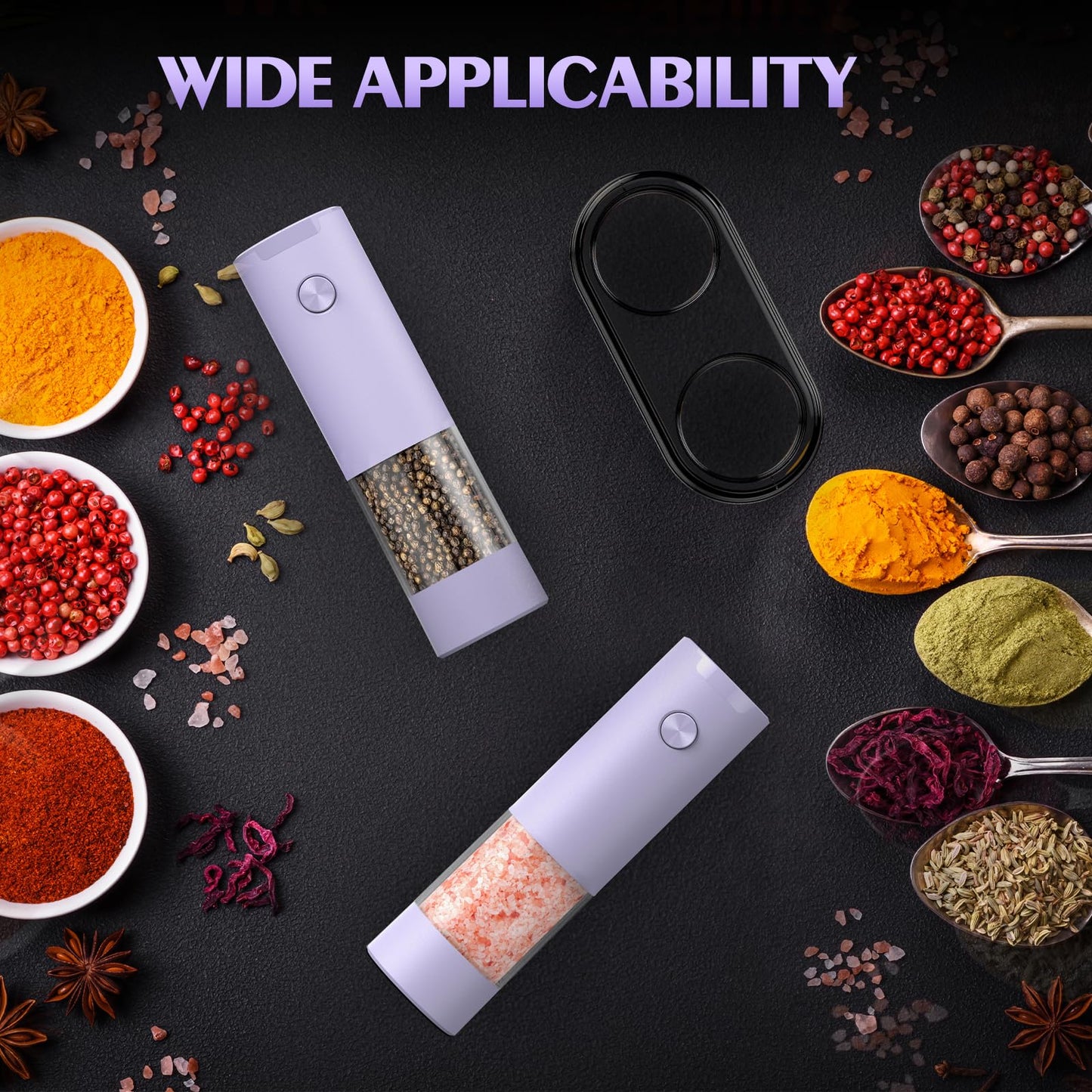 Salt and Pepper Grinder Set Gifts for Women Automatic Battery Pepper Mill Shakers Kitchen Accessories Cooking for Mom, Adjustable Coarseness Salt Pepper Shakers Family Gifts Ideas