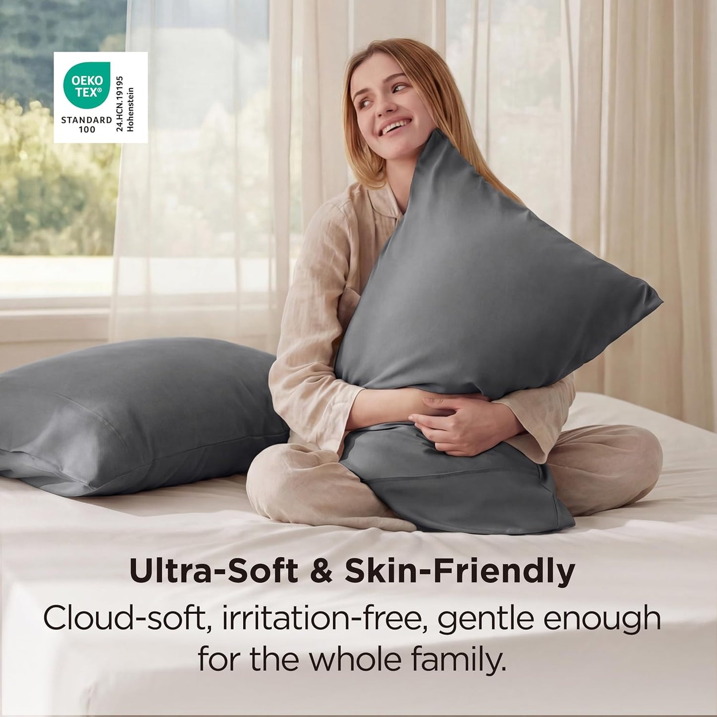 Bedsure Pillow Cases - Super Soft Dark Grey Microfiber Set of 2 | Cooling, Wrinkle & Fade Resistant, 20”x30”