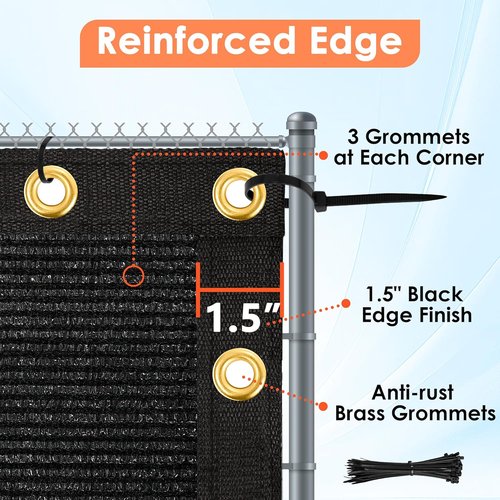 iCover Privacy Screen Fence - 4x50ft Outdoor Fencing Panels with Reinforced Bindings & Grommets | Black Mesh Shade Net