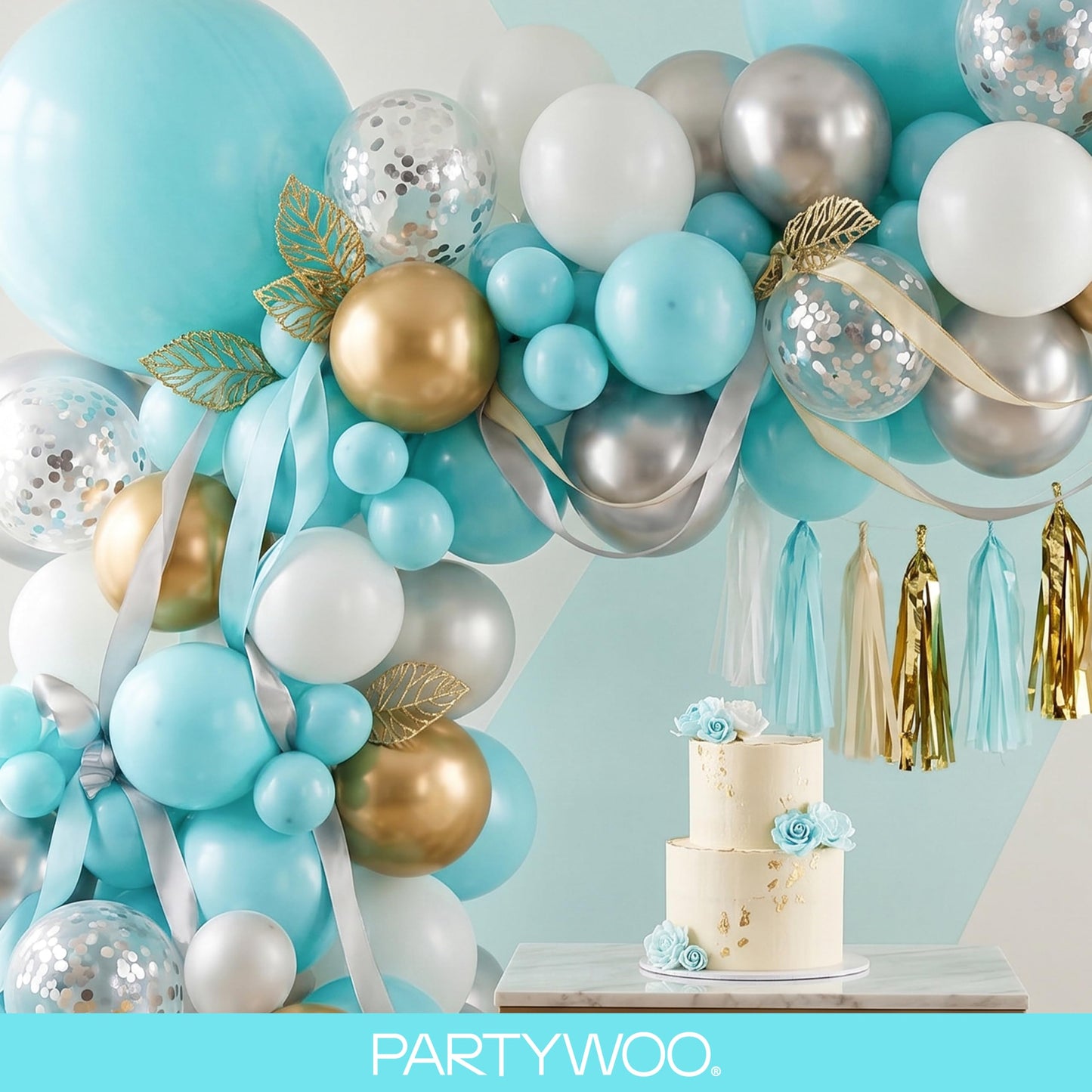 PartyWoo Teal Balloons 100pcs Different Sizes Pack of 18 12 10 5 Inch Turquoise Dark Teal Balloon Arch Kit for Baby Shower Gender Reveal Graduation Mermaid Birthday Pool Party Decorations Blue-Y69