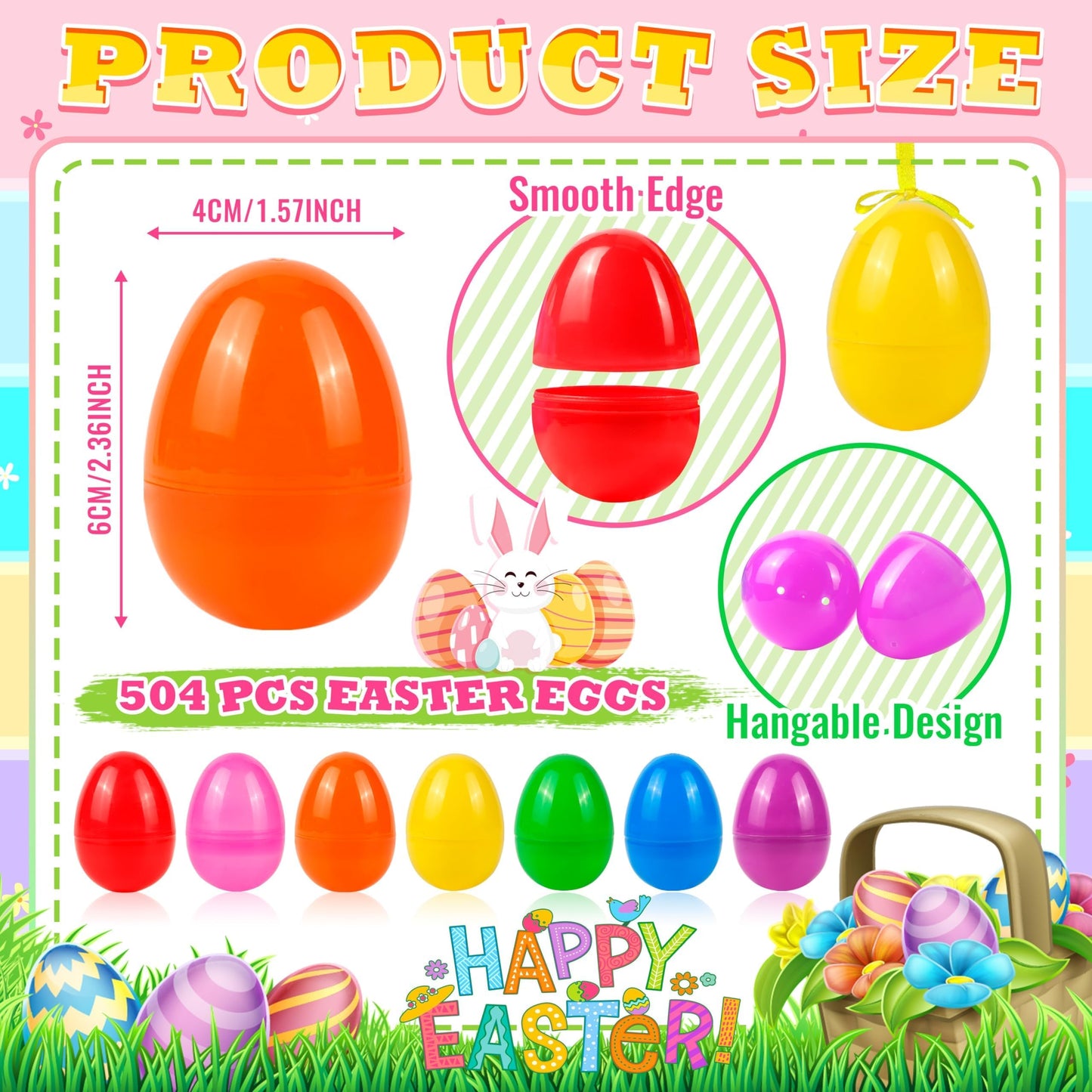 OCTERIC 240Pcs Easter Eggs, 2.3" Fillable Bright Colors Plastic Easter Eggs Empty for Easter Hunt, Easter Basket Stuffers, Party Favor, Classroom Prize Supplies