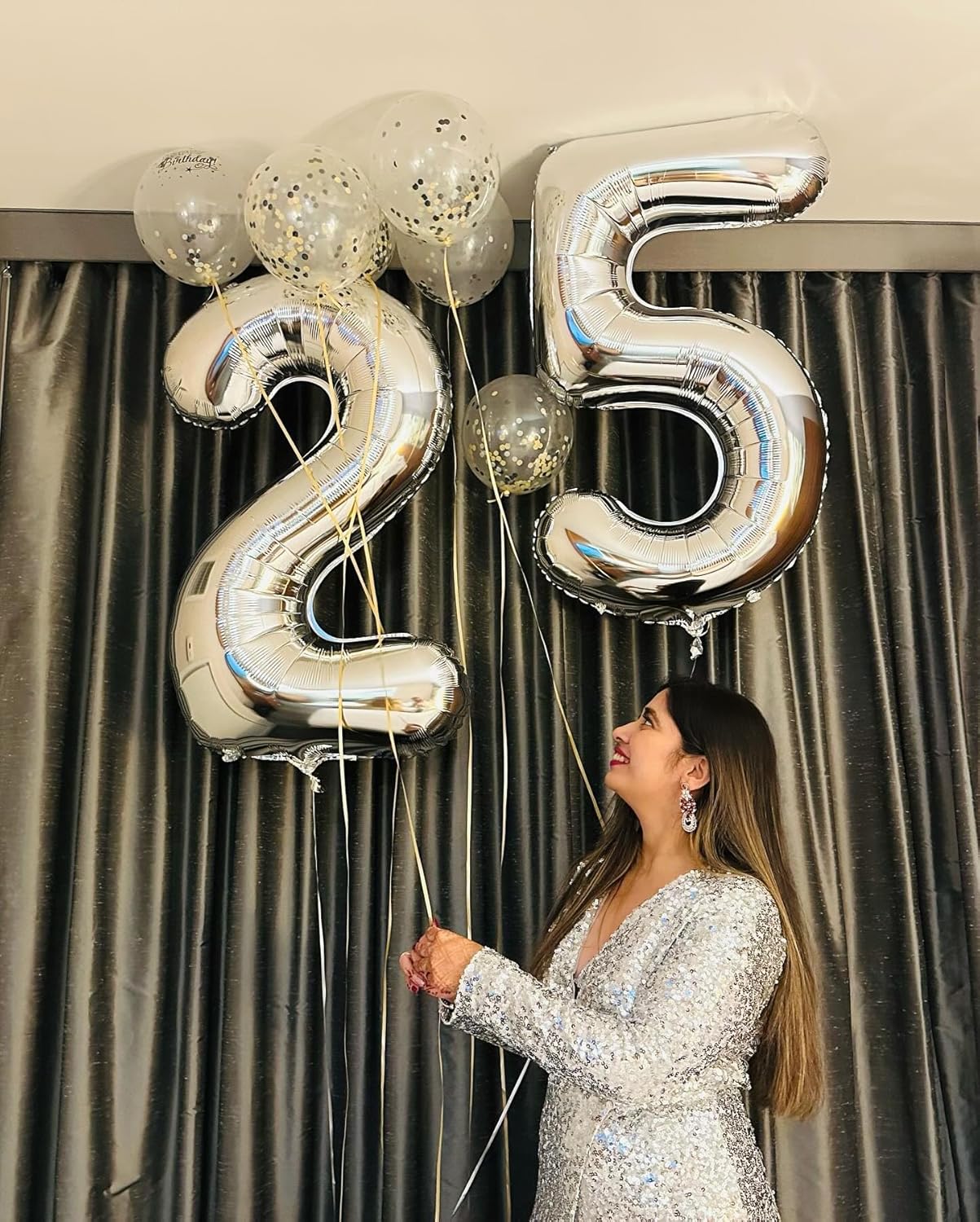 Silver Number 25 Balloon - 40 Inch 25th Birthday Decoration for Men & Women | Elegant Silver Party Supplies