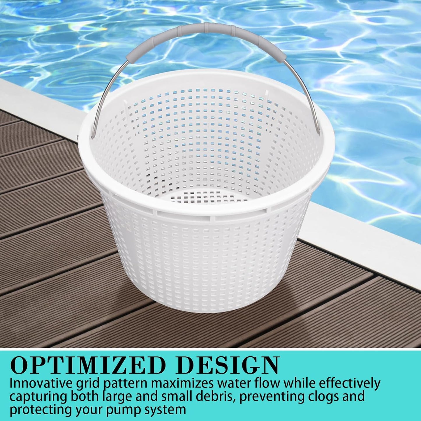 Pentair 8" Pool Skimmer Basket - Durable Design with Brass Weight & Rubber Grip | Compatible with U-3 & Hayward SP1070