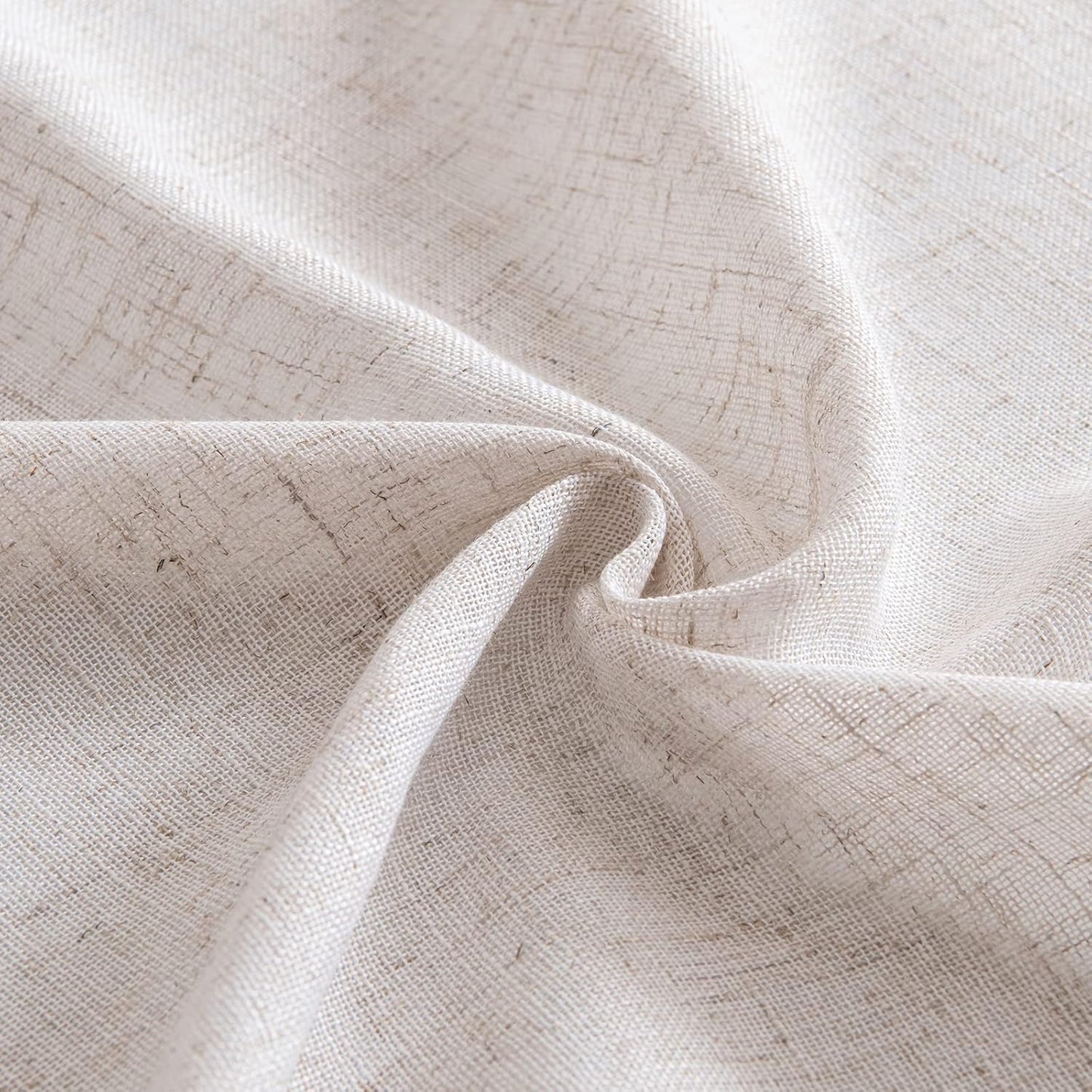 MIULEE Natural White Linen Curtains - 90-Inch Long Semi-Sheer Drapes | Soft Thick Textured Panels for Bedroom & Living Room