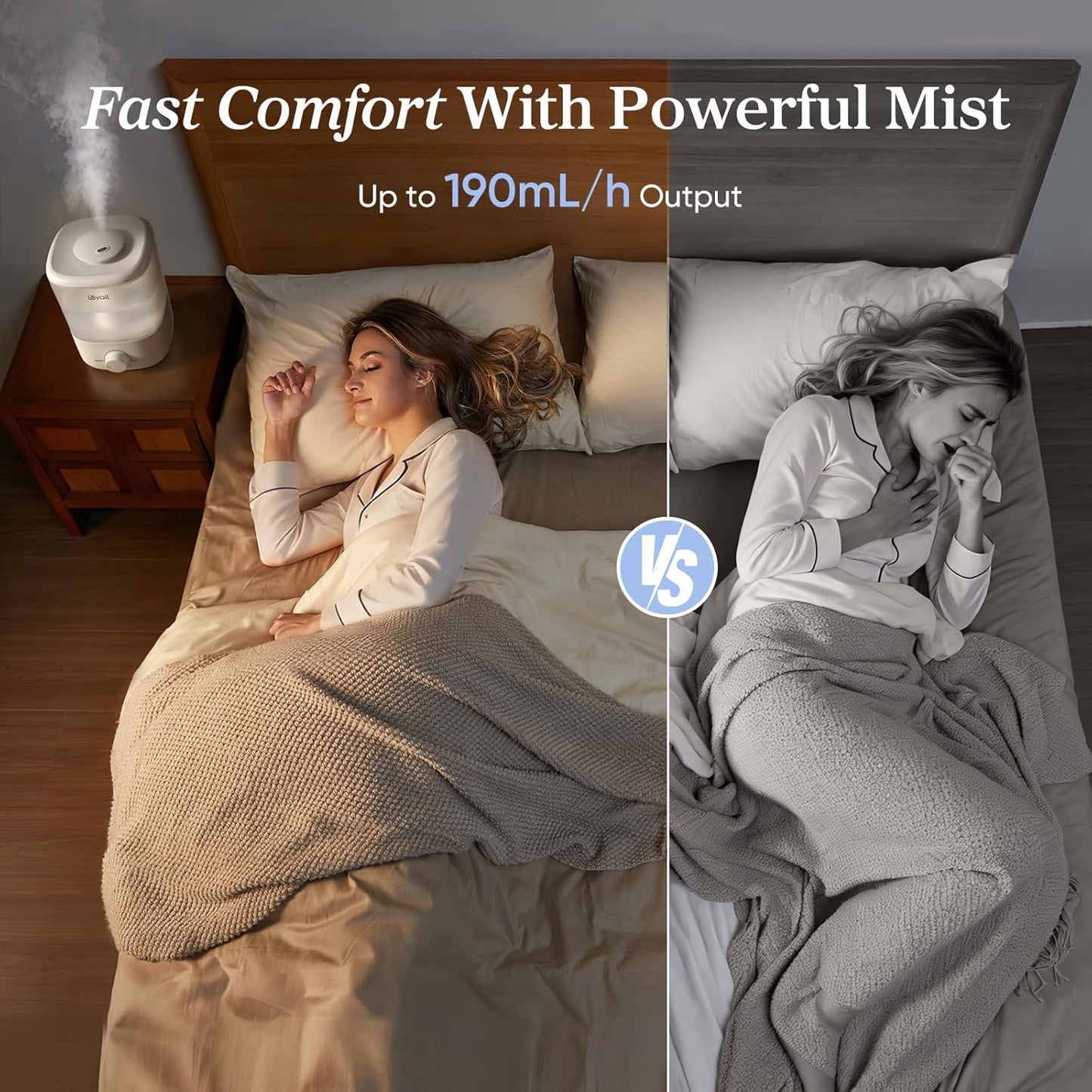 LEVOIT Top Fill Humidifier - 2.5L Quiet Cool Mist for Large Rooms | Easy to Fill & Clean, Auto Shut-off, 25H Runtime