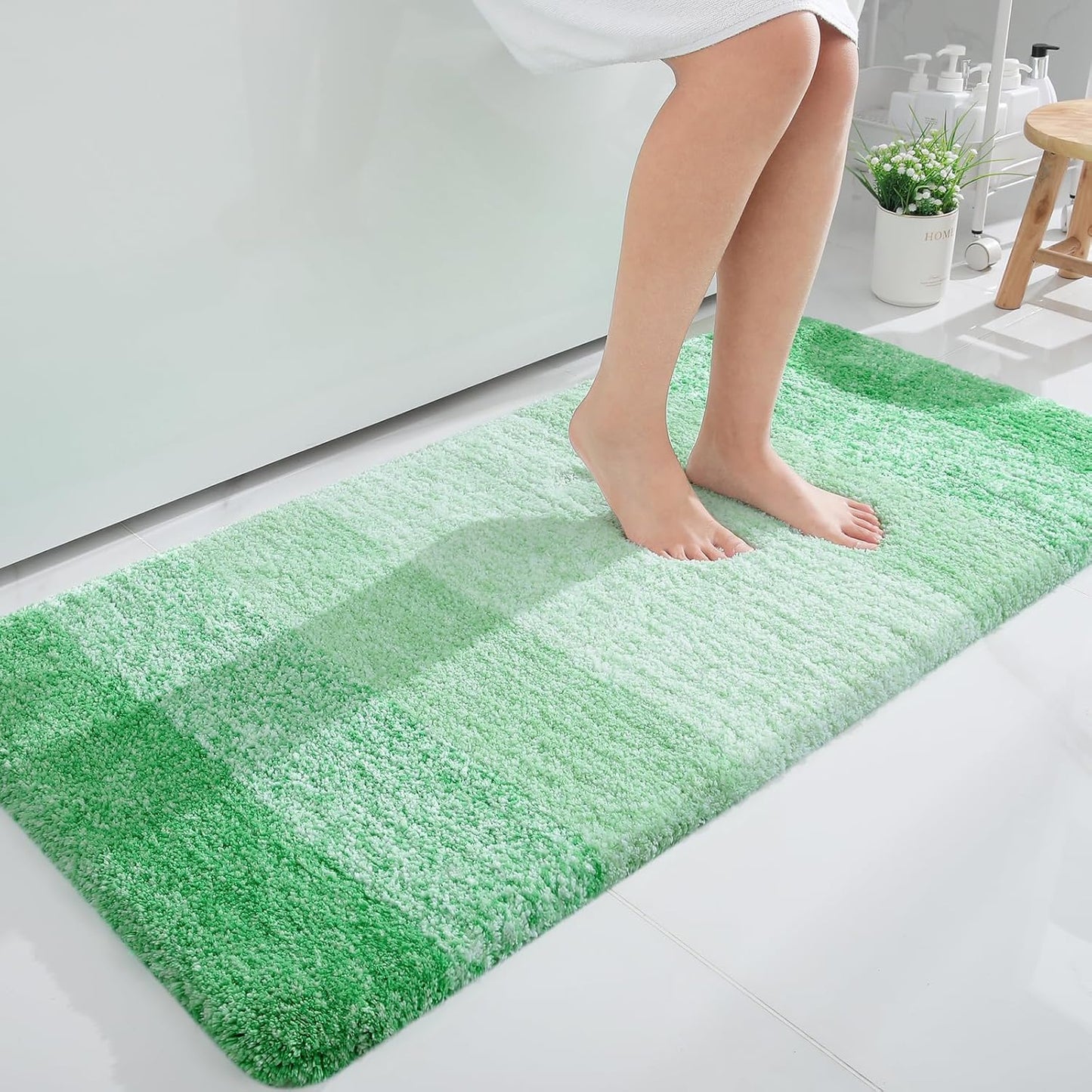 OLANLY Bathroom Runner Rug - Extra Soft Microfiber Mat | Quick Dry, Washable, 44x24, Green