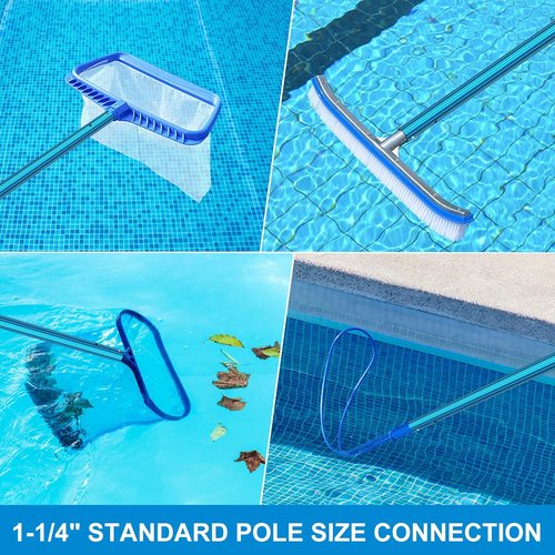 CKE 12 Feet Telescoping Pool Pole - Durable 1.3mm Blue Aluminum, Adjustable 3-Piece Design | Universal Fit for Skimmer Nets & Brushes