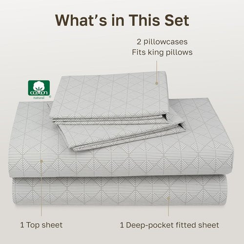 California Design Den Cal King Sheet Set - 100% Cotton, 400 TC, Smooth Sateen Finish, Deep Pockets | Crosshatch Taupish-Sage