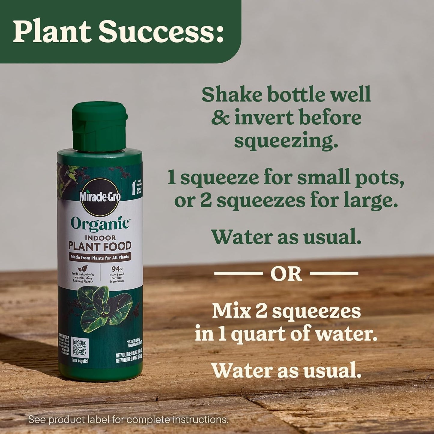 Miracle-Gro Organic Indoor Plant Food - Liquid Fertilizer for Houseplants & Herbs | 8 fl. oz. (2-Pack)