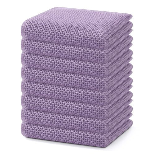 Homaxy 100% Cotton Waffle Weave Kitchen Dish Towels, Ultra Soft Absorbent Quick Drying Cleaning Towel, 13 x 28 Inches, 8-Pack, Lavender