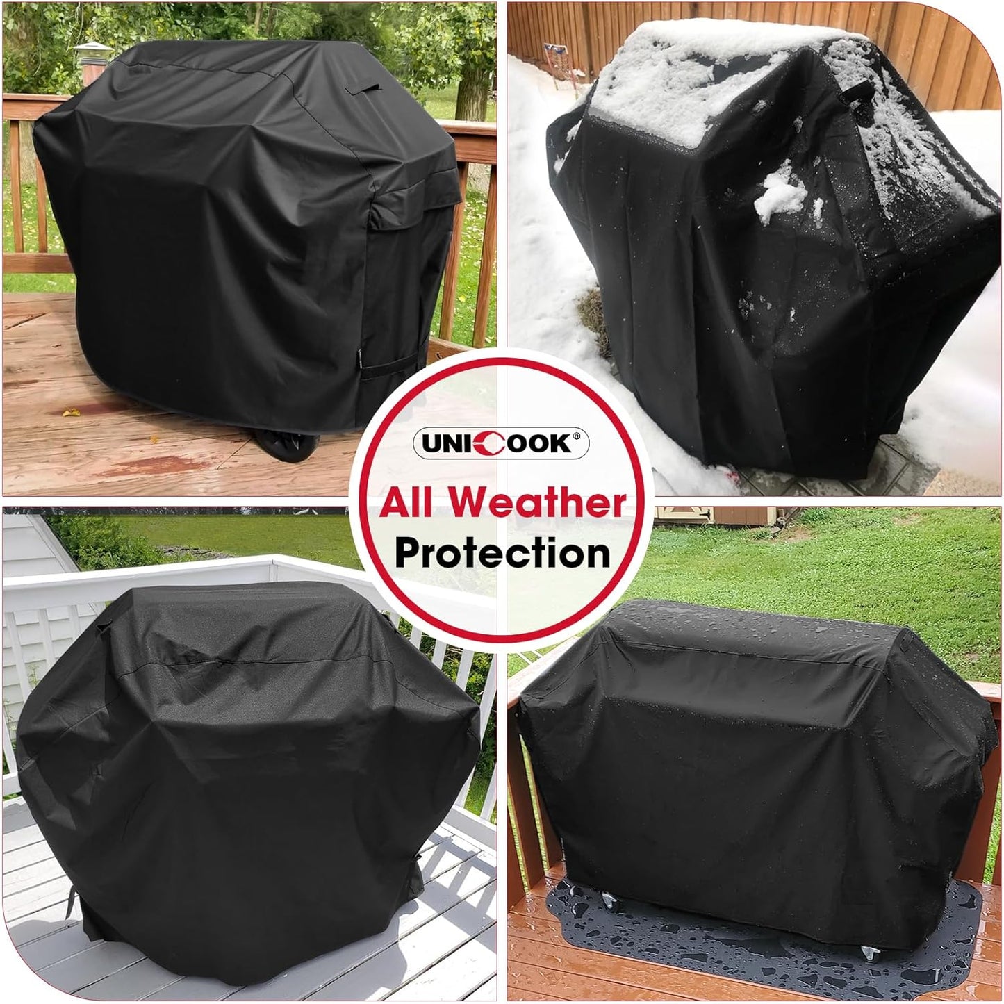 Unicook Grill Cover - 55 Inch Heavy Duty Waterproof BBQ Cover with Handles & Air Vents | Fits Weber, Charbroil, Nexgrill