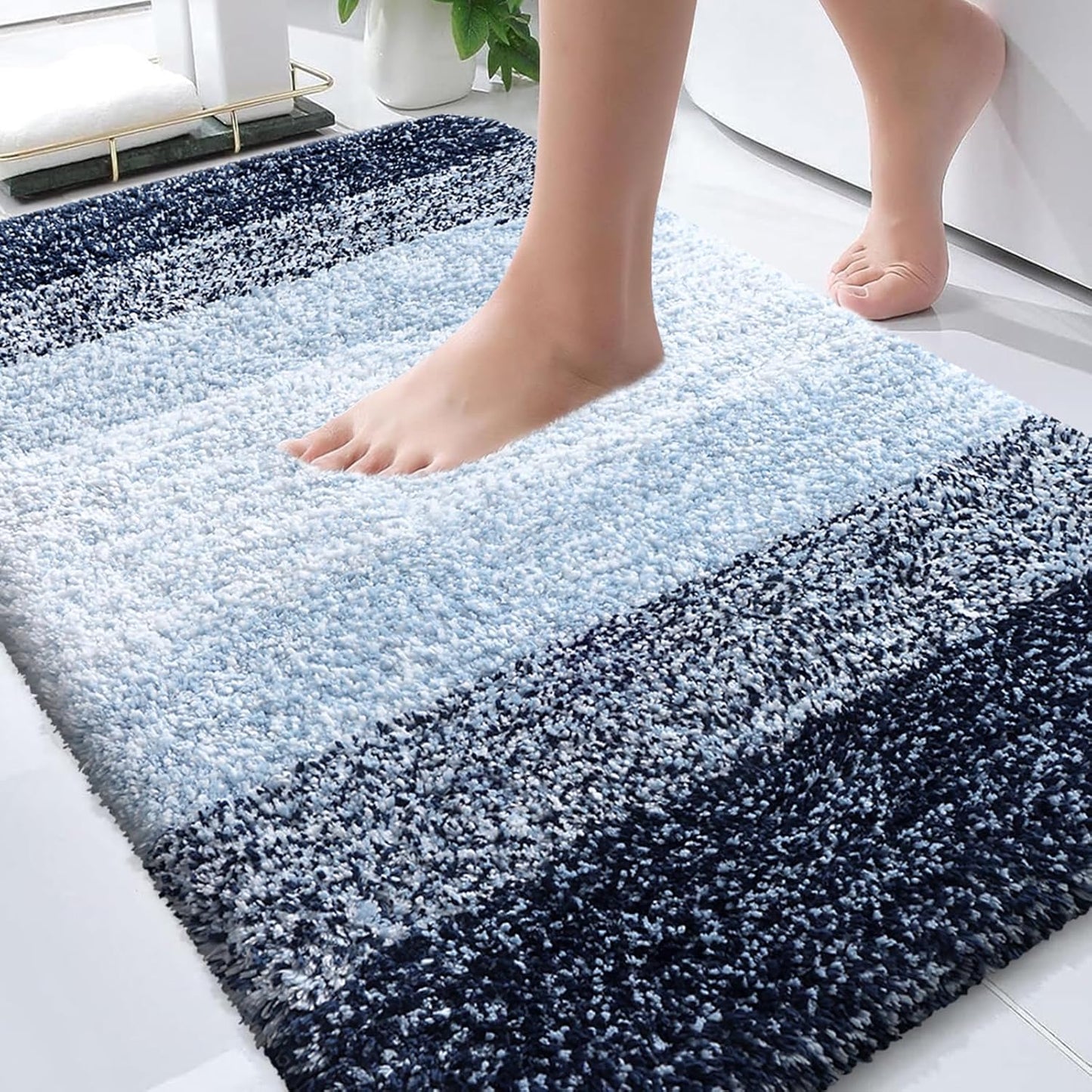 OLANLY Bathroom Rugs | Extra Soft Microfiber Mat 36x24 - Quick Dry & Machine Washable, Navy Blue