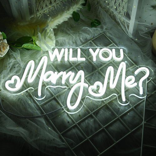 16.5 Inch Will You Marry Me Neon Sign, Cool White Marry Me Light Up Letters Sign for Proposal Wedding Party Decorations, Will You Marry Me LED Sign for Engagement Valentines Day Gifts Wall Decor