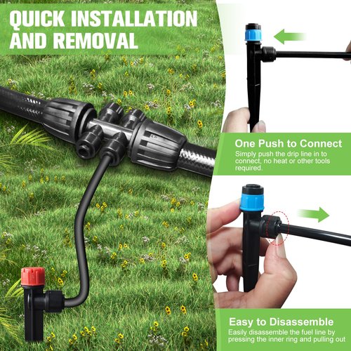 Drip Irrigation System - 230FT Garden Watering Kit with 40 Nozzles & Adjustable Sprinklers | 1/2" & 1/4" Tubing