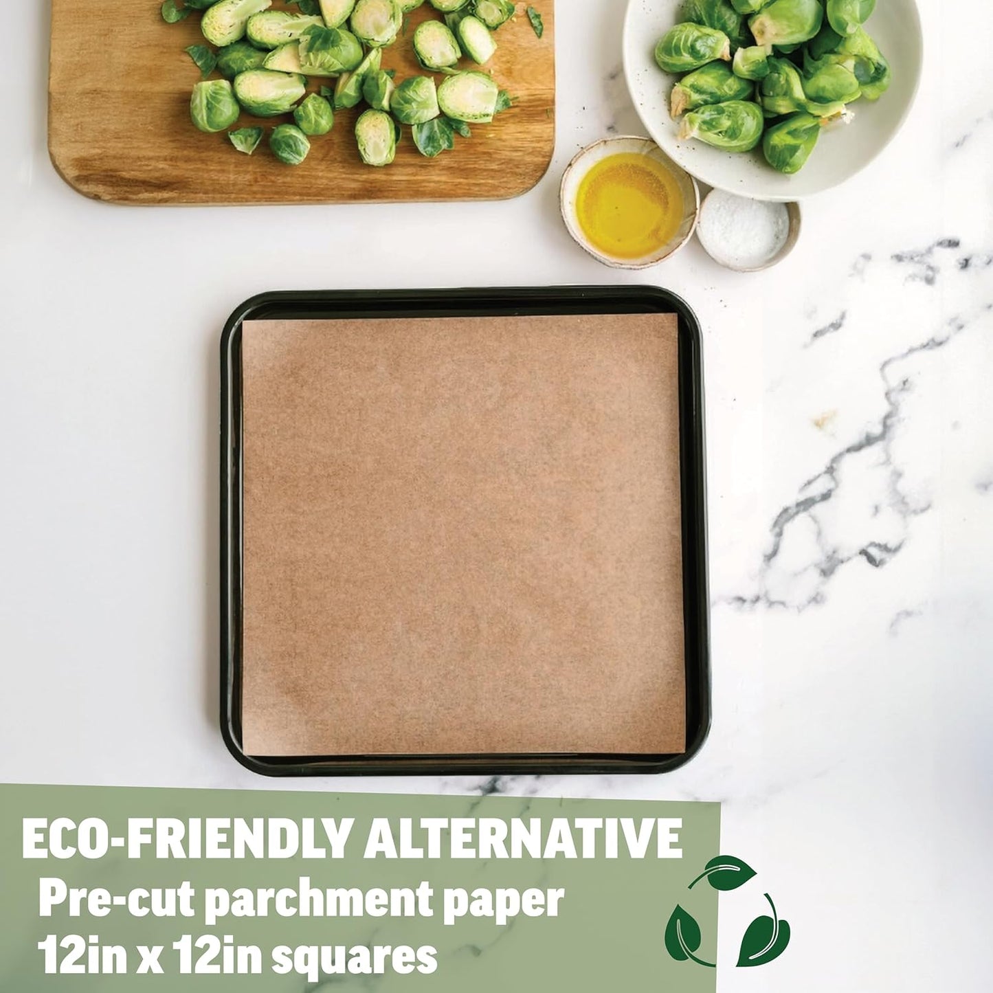 Zenlogy Parchment Paper Squares - Unbleached, High Heat, Non-Stick, 12x12 Inches | 200 Pre-Cut Sheets for Baking & Air Frying