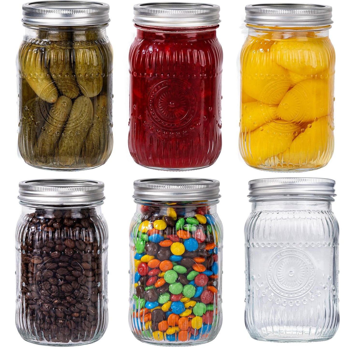 WELLIFE Sunflower Mason Jars 32oz-6Pcs