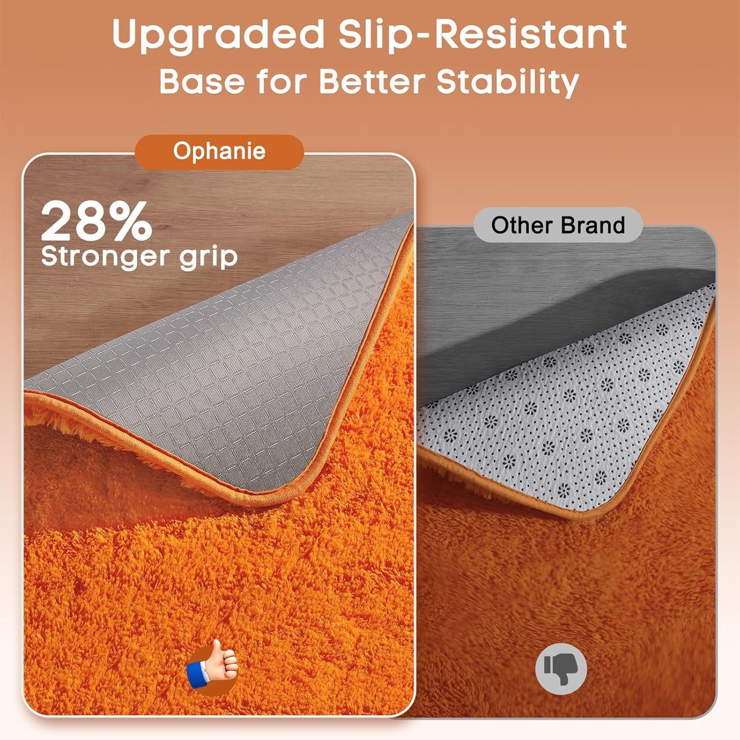 Ophanie Orange Area Rug - Plush 5x8 Fluffy Shag Carpet for Living Room & Bedroom Decor