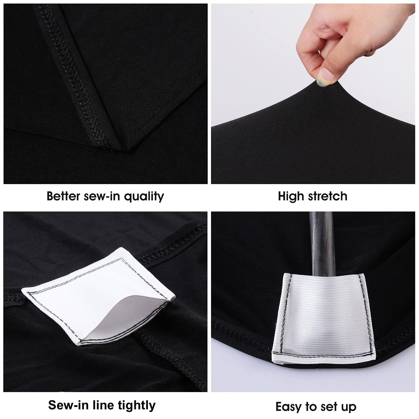 BDDC Table Covers for 6 Foot Tables, Black Washable and Wrinkle Resistant Stretch Tablecloths Rectangle 6ft for Events, Wedding, Banquets, Parties