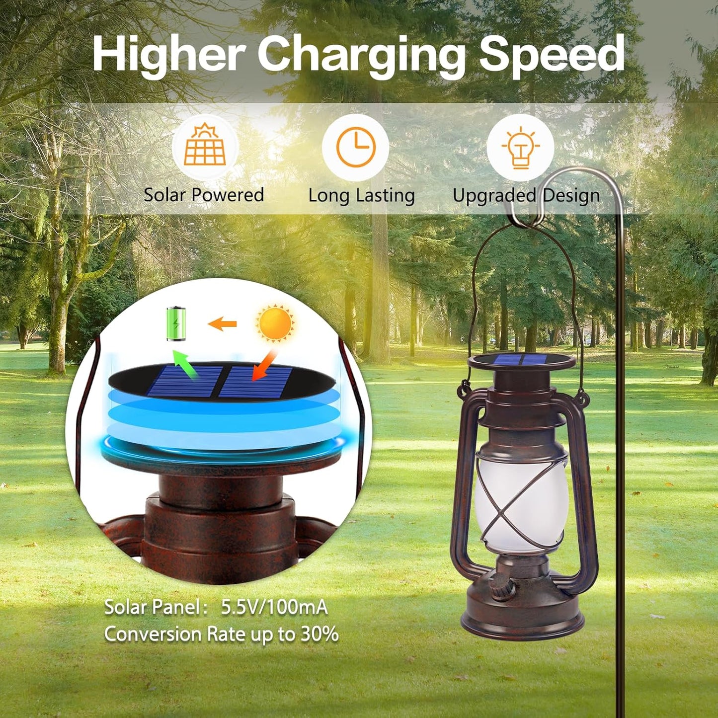 Wondrastical Solar Lanterns - Waterproof Flickering Flame LED Lights | 2 Pack Vintage Bronze for Outdoor Use