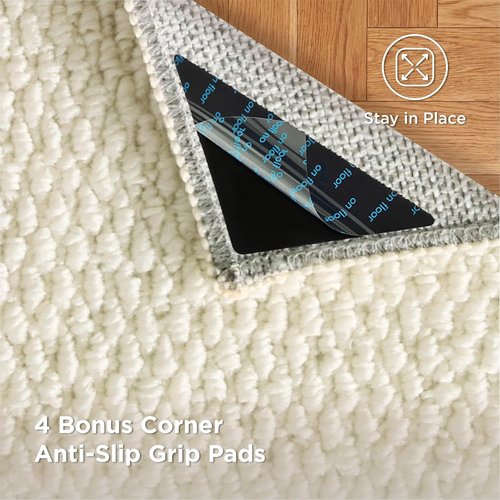 Bedsure 5x7 Faux Wool Area Rug - Machine Washable, Non-Slip, Pet Friendly - Cream for Living Room & Bedroom