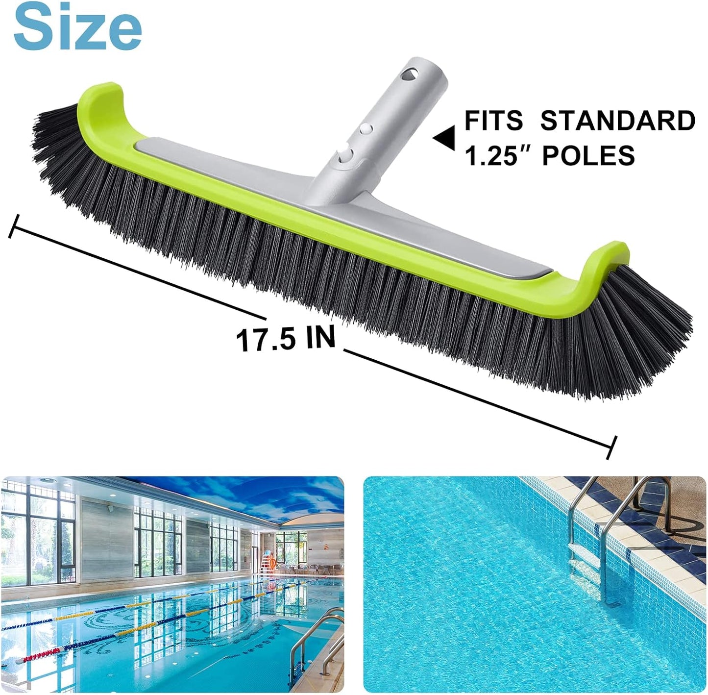 Sepetrel Pool Brush Head - Heavy Duty 17.5" for Inground/Above Ground Pools | Premium Bristles & Reinforced Aluminum Back