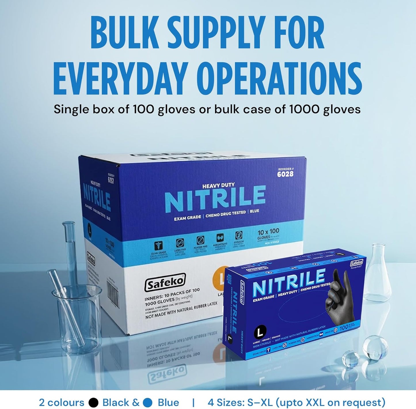 Nitrile Exam Gloves - Latex-Free, Powder-Free, Non-Sterile Disposable Gloves for Medical & Kitchen Use