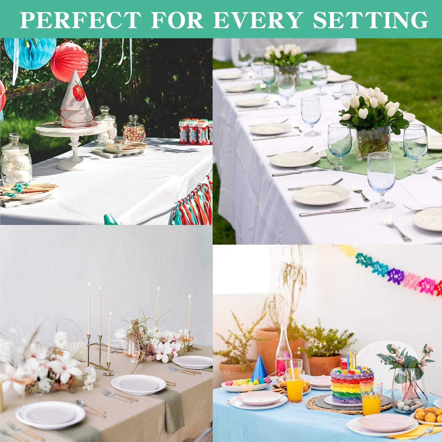 MRGSDL 6FT Table Cloth for Rectangular Fitted Events Stretch Black Table Covers Washable Spandex Tablecloth Protector for Party, Wedding, Cocktail, Banquet, Festival
