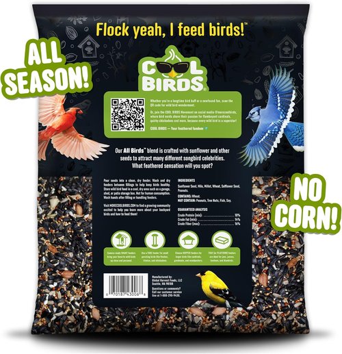 Cool Birds Wild Bird Seed - 10 lb Classic Blend with Black Oil Sunflower & Peanuts | Balanced Outdoor Bird Food