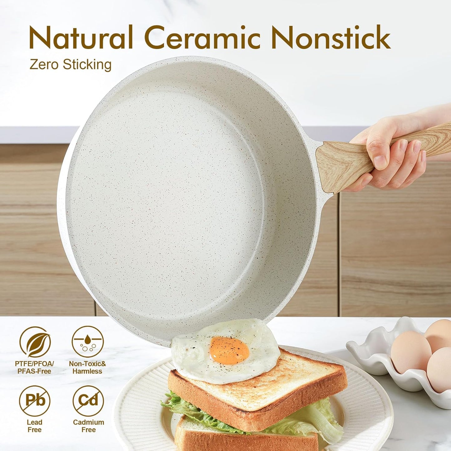 SENSARTE Nonstick Ceramic Cookware Set - 13-Piece Healthy Pots & Pans with Stay-Cool Handles & Silicone Tools