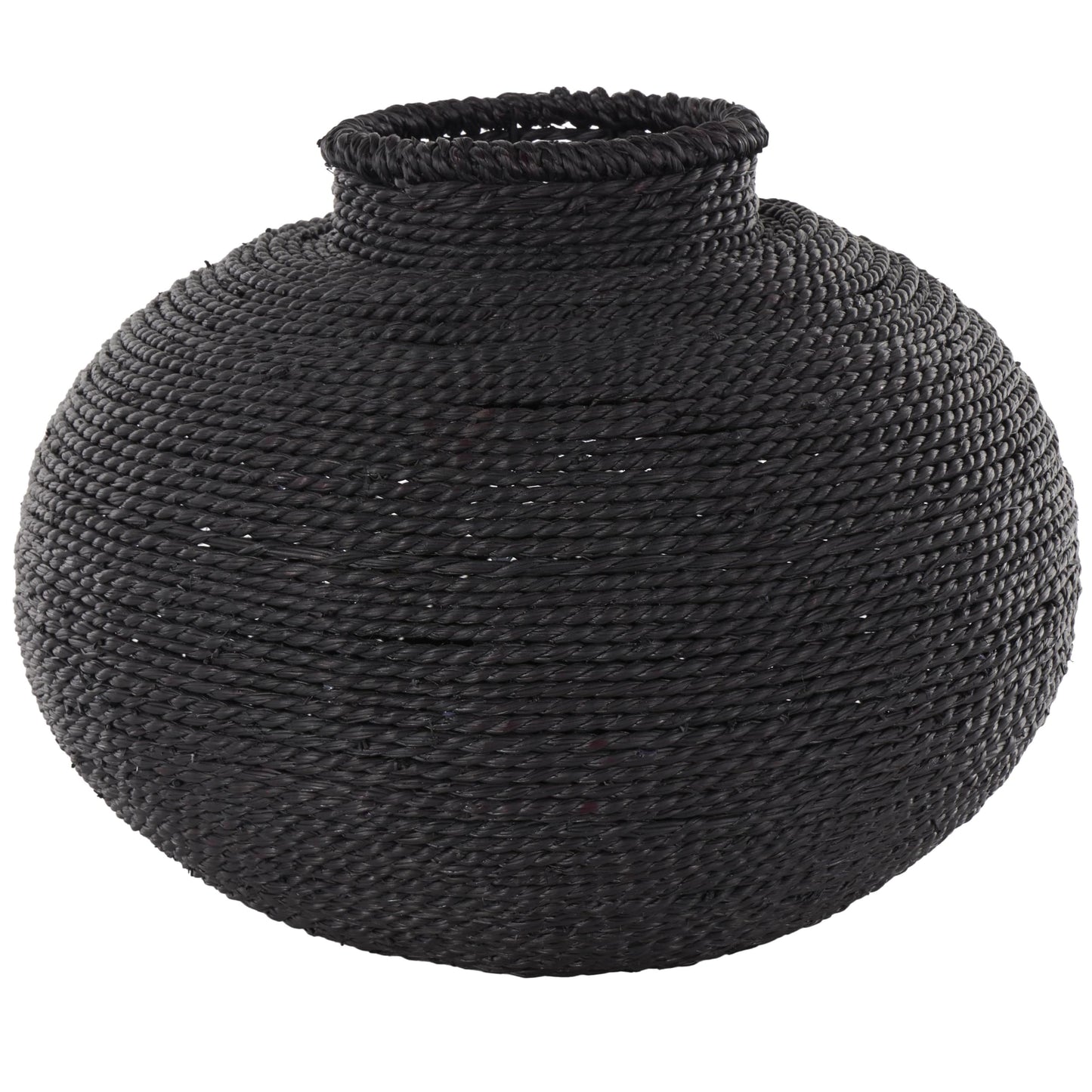 Deco 79 Metal Handmade Decorative Vase Wrapped Pot Centerpiece Vase, Flower Vase for Home Decoration 15" x 15" x 11", Black
