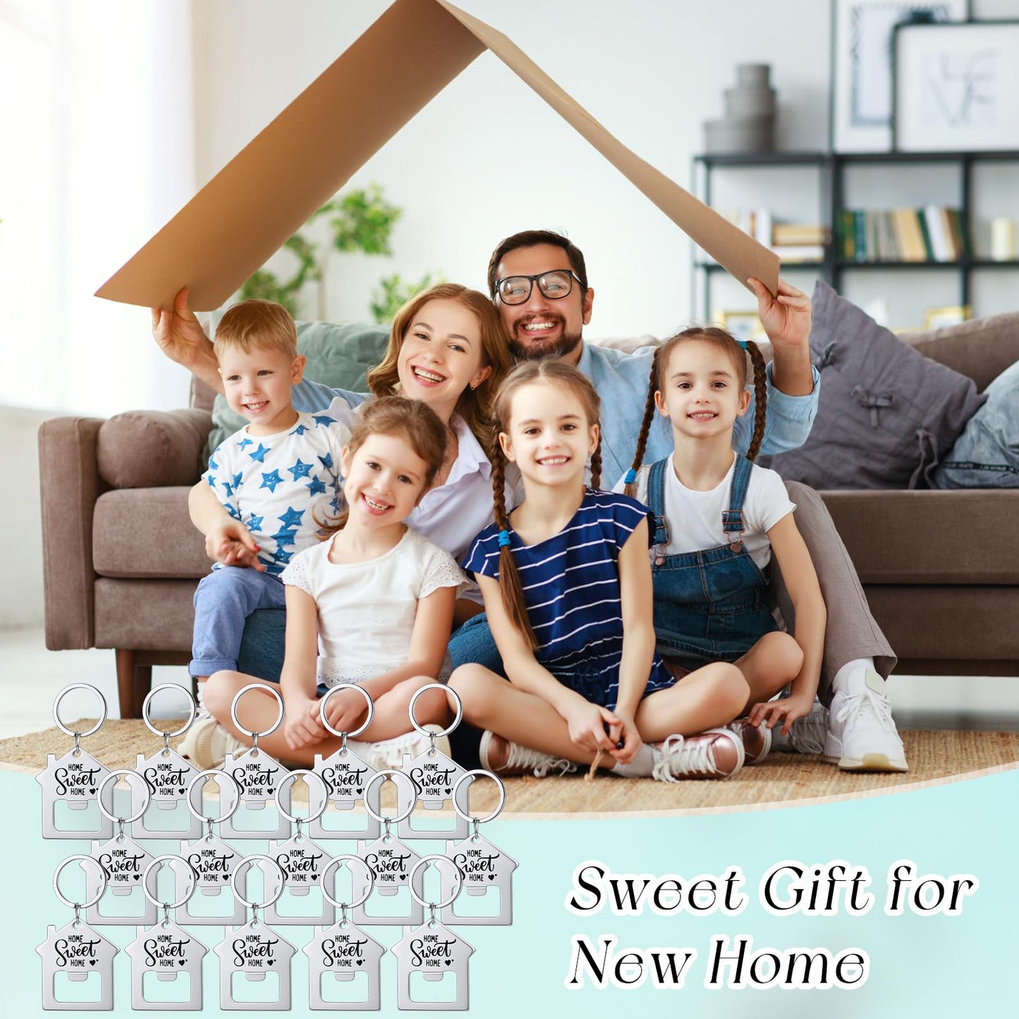 Jingmore 30 Pcs New Home Keychains Bulk Estate Agent Gifts Sweet House Keyrings Housekeeping Gift Housewarming Party Favors (Sweet Home)