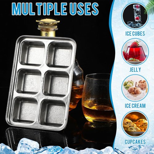 Domensi Stainless Steel Ice Cube Trays - 4 Pack Durable Molds with Lid for Easy Release | Dishwasher Safe