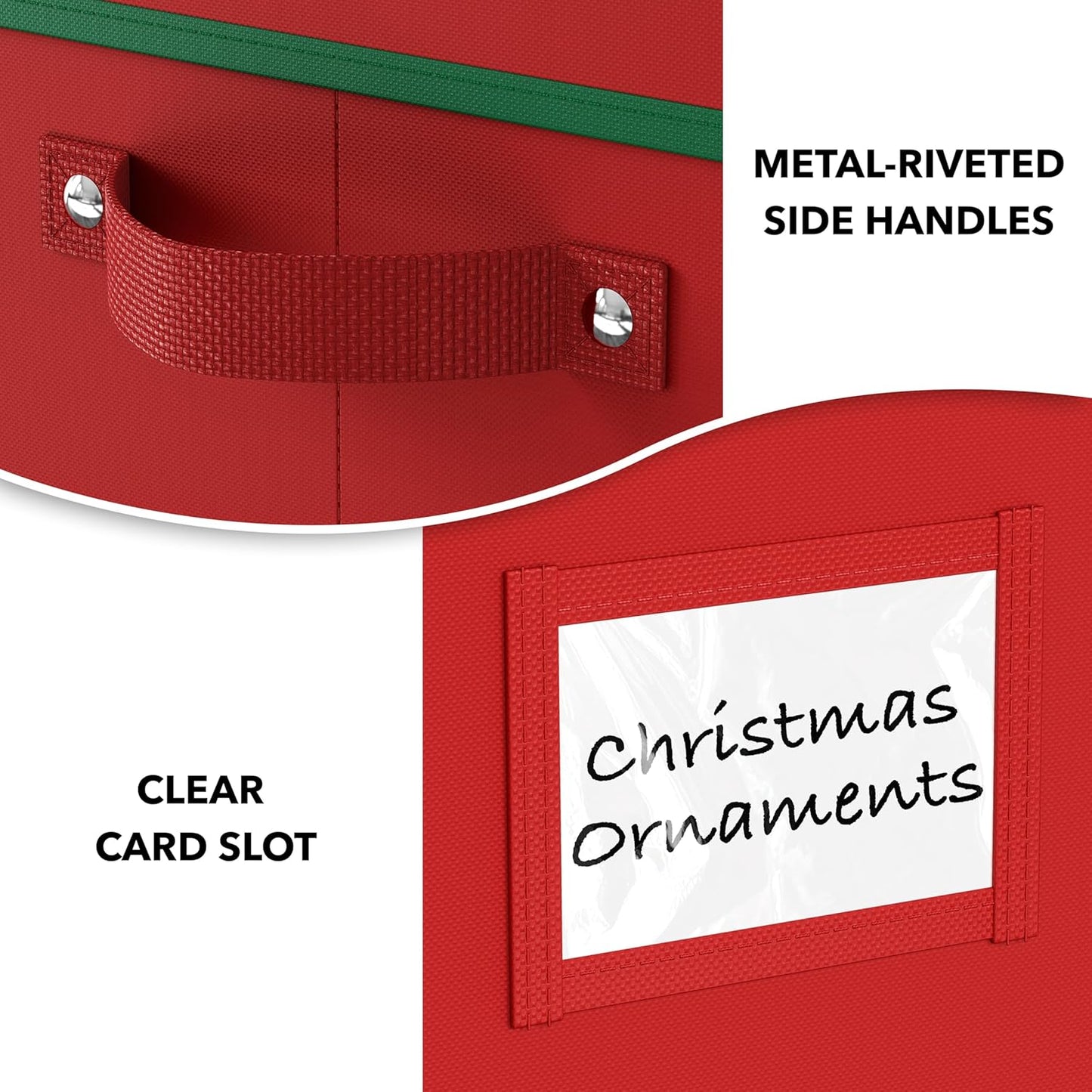 Simple Houseware Heavy-Duty Christmas Ornament Storage Box - Adjustable Dividers, Holds 64 Ornaments, Red