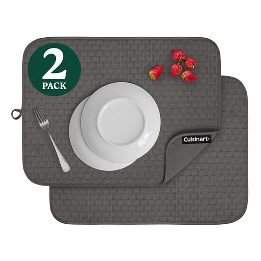 Cuisinart Dish Drying Mats for Kitchen Counter - (2) 18" x 24" Ultra Absorbent Dish Drying Mat XL - Foldable, Machine Washable, Fast Drying Dish Mat (Cascading Check)