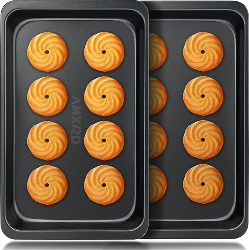 Cookie Sheets Tray - Nonstick Baking Sheet Pans Set of 2 | Perfect for Toaster Oven, 12” x 7.5”