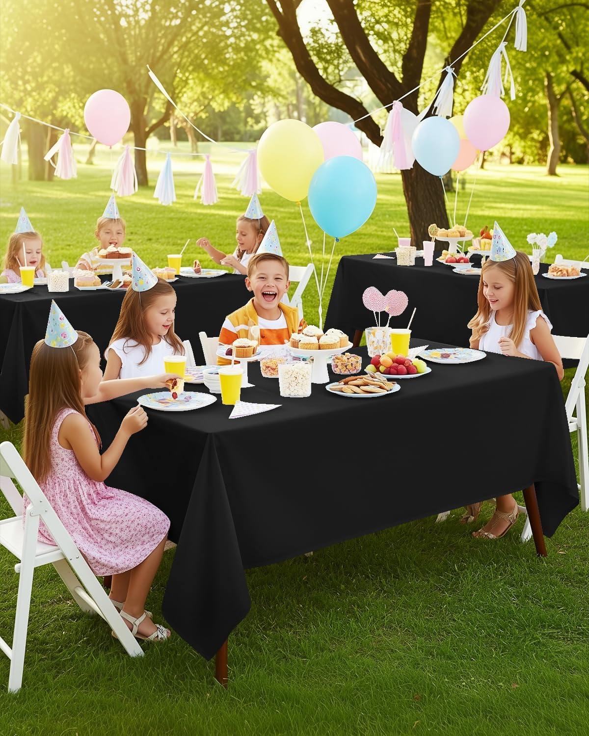 Utopia Kitchen Rectangle Table Cloth 2 Pack(60x102 Inches, Black), Tablecloth Machine Washable, Polyester Table Cover for Dining, Buffet Parties, Picnics, Events, Weddings and Restaurants