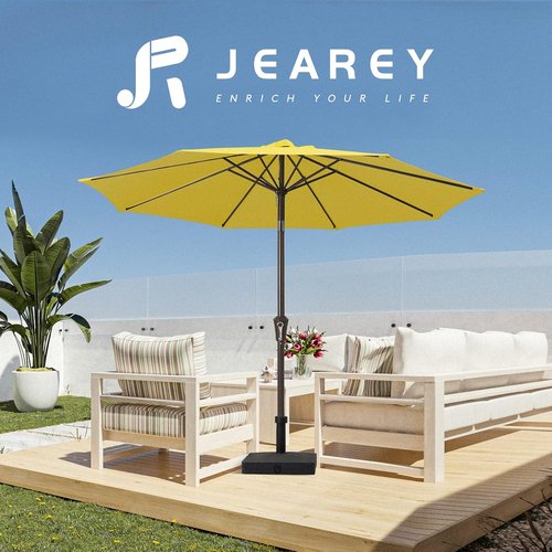 JEAREY 9FT Outdoor Patio Umbrella - UV Protection & Waterproof with Push Button Tilt | Yellow Market Umbrella