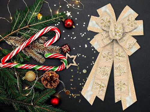 Estivaux Large Christmas Bows - Glitter Golden Burlap Wreath Bows for Holiday Decor | Perfect for Front Door & Xmas Tree