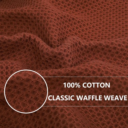 Homaxy Kitchen Dish Towels - 100% Cotton Waffle Weave, Ultra Soft & Absorbent, 13 x 28 Inches, 8-Pack, Rust