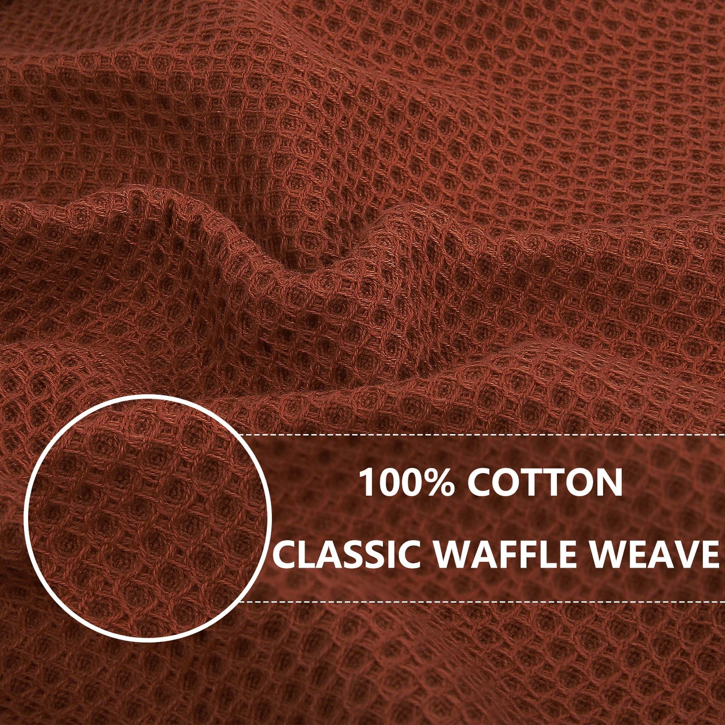 Homaxy 100% Cotton Waffle Weave Kitchen Dish Towels, Ultra Soft Absorbent Quick Drying Cleaning Towel, 13 x 28 Inches, 8-Pack, Rust