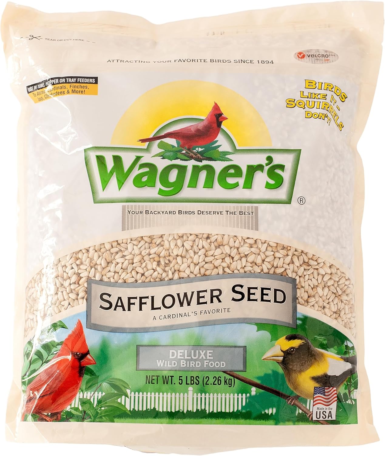 Wagner's Safflower Seed Wild Bird Food - Premium 5 Pound Bag for Attracting Birds